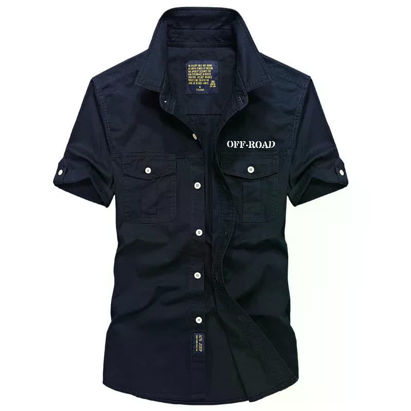 Camisas Masculinas Estilo Militar Com Vários Bolsos , De Manga Curta De Verão Casuais De Algodão , Tamanho 5XL