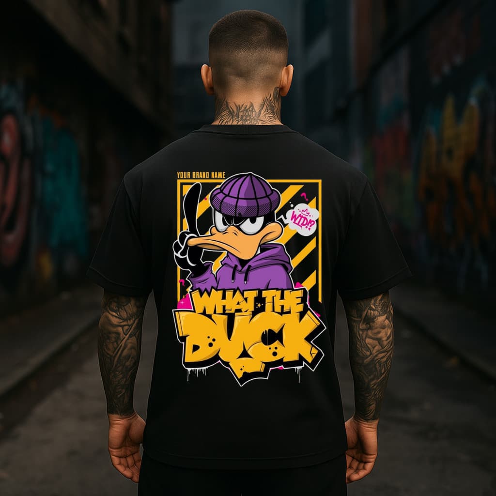 Camiseta Oversized Streetwear What The Duck Hip Hop BOLD TEXTIL
