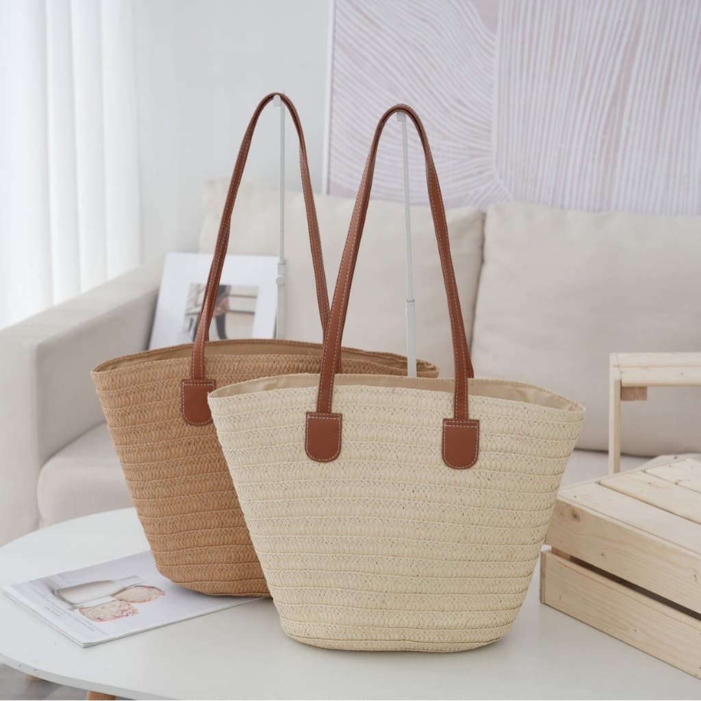 Bolsa de palha feminina de ombro único, bolsa trançada, bolsa de praia, nova bolsa feminina, grande capacidade.