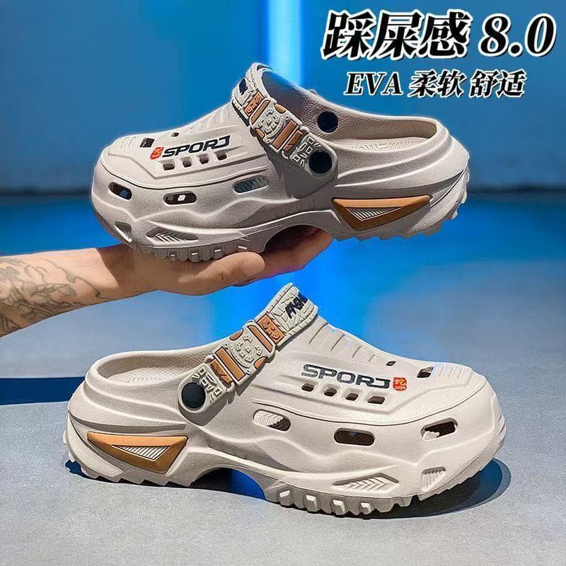 Novo estilo aumentado à prova d'água antiderrapante resistente ao desgaste sola espessada verão masculino respirável cob