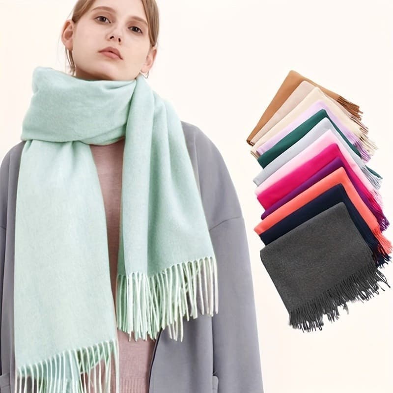 1 unidade de Cachecol Clássico de Cor Sólida para Outono e Inverno, Adequado para Homens e Mulheres, Elegante e Macio, M