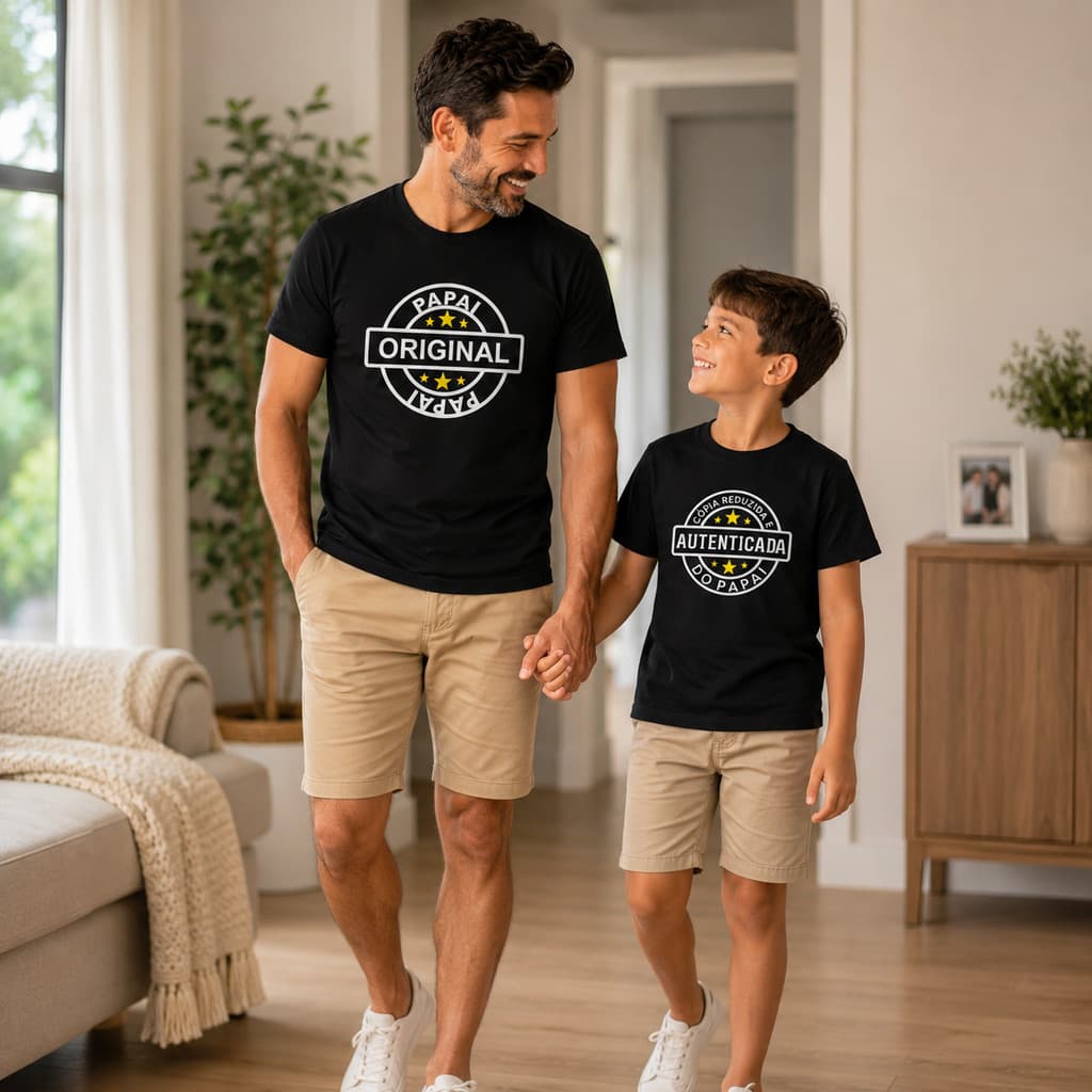 Kit 2 Camisetas Original e Cópia Pai e Filho - Dia dos Pais - 100% Algodão