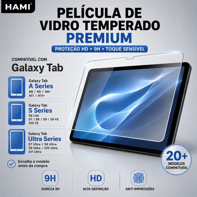 HAMI Película de Vidro Temperado para Samsung Tab A/S/Ultra 9H HD Anti Riscos Anti Impressões HAMI