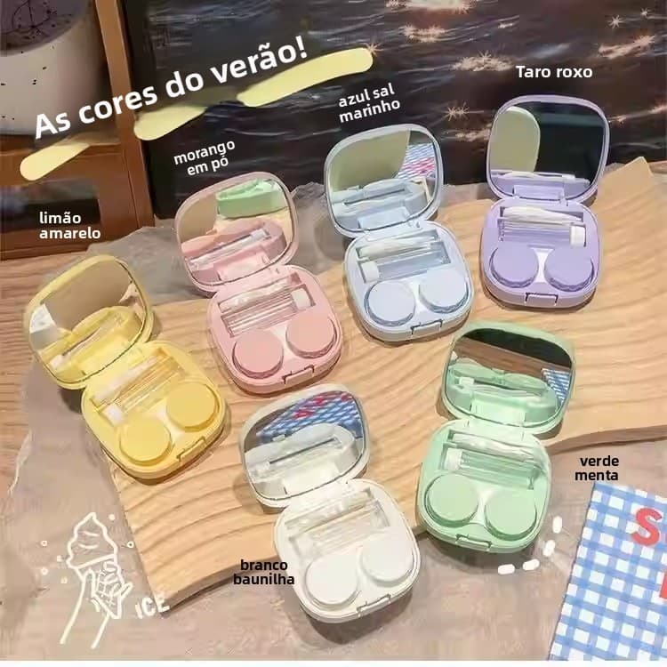 Caixa de armazenamento de lentes de contato colorida Macaron simples ins portátil pequena caixa de armazenamento de lent