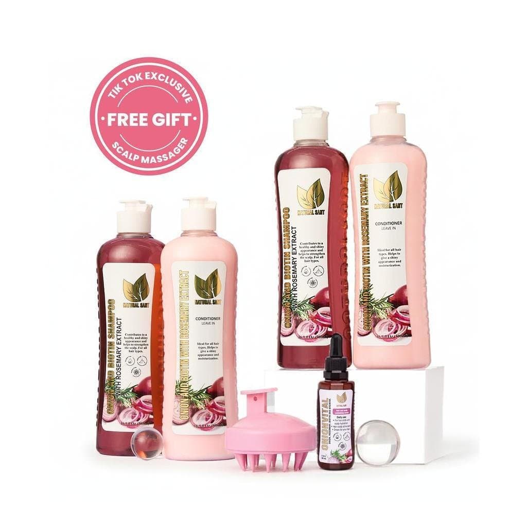 Natural Sant - 2 kits de Cebola, Alecrim e Biotina + kit de sérum Onionvital + massageador de couro cabeludo grátis |