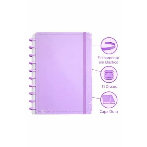 Caderno Inteligente Tamanho G 60 Folhas Removiveis Capa Dura Protegida Rosa Organizador Elástico