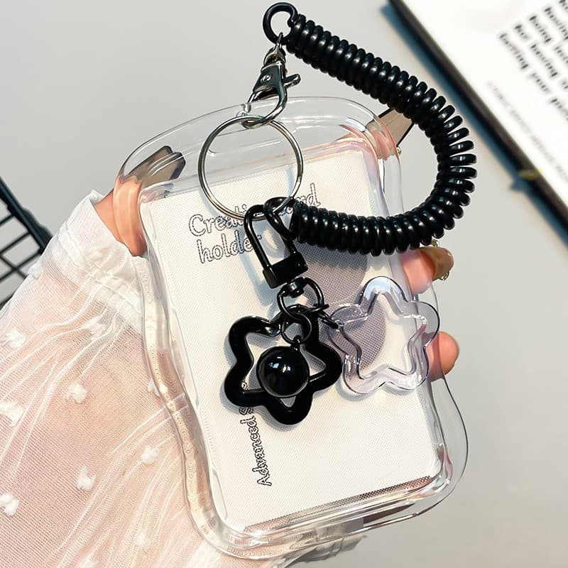 Porta-Cartões Transparente com Design Criativo para Fotos Kpop, Chaveiro, Capa Protetora para Estudantes