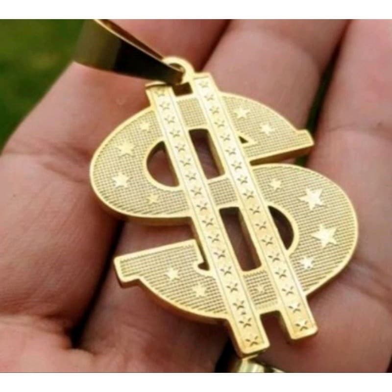 pingente banhado a ouro 18k cifrão Prata
