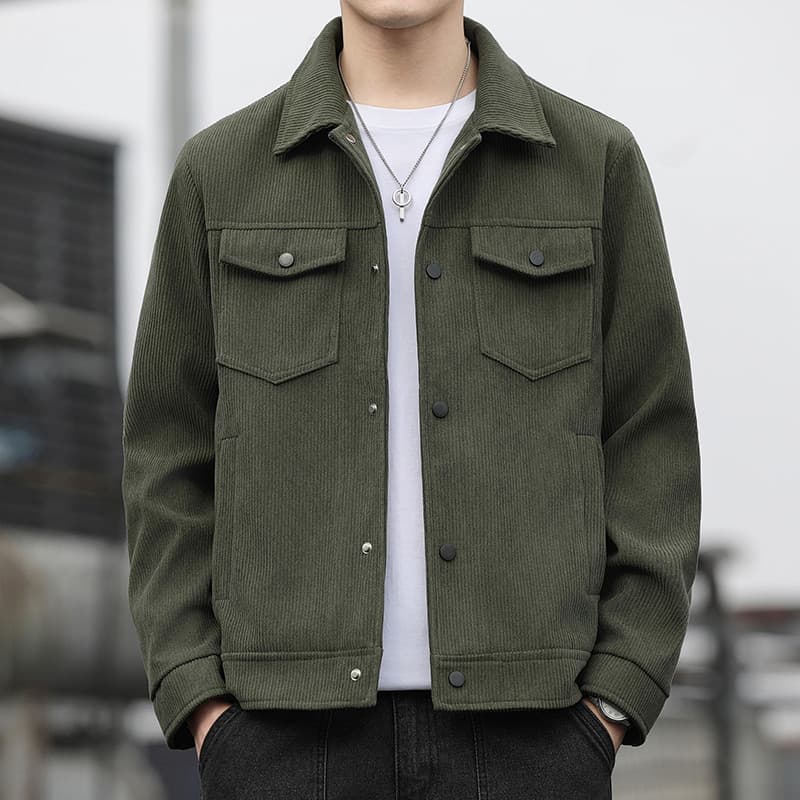 Jaqueta de veludo masculina 2026 outono inverno novo estilo solto Casual moda cor sólida ferramentas lapela na moda All-