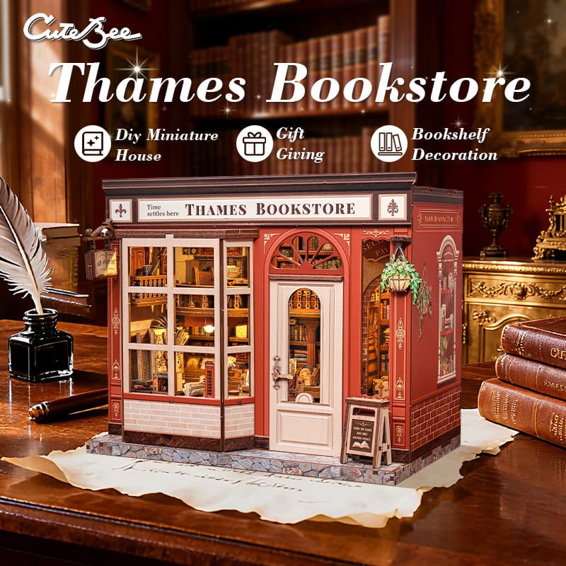 Casa de Bonecas em Miniatura CUTEBEE, Brinquedo Feito à Mão, Adequado para Crianças e Adultos, Modelo em Miniatura, Livr