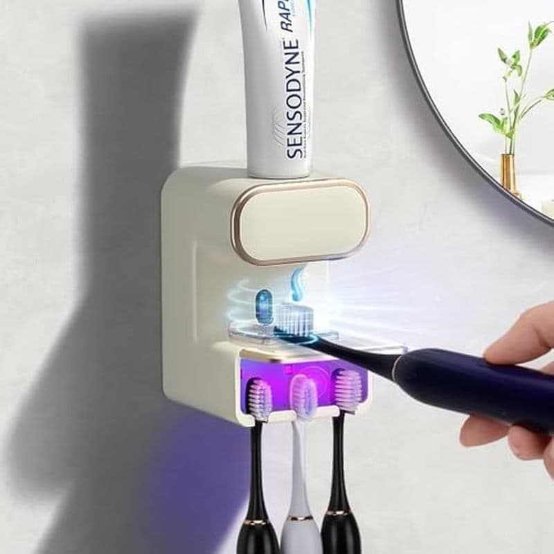 Distribuidor Automático De Pasta De Dente , Dispensador Elétrico Multifuncional Montado Na Parede Com 3 Compartimentos P