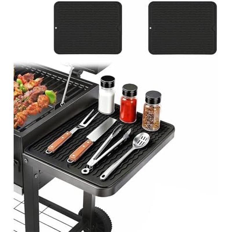 Tapete De Ferramentas De Grelha De Silicone De 2 Pacotes Para Blackstone Weber Traeger Pit Boss Fumante Superior Plana ,