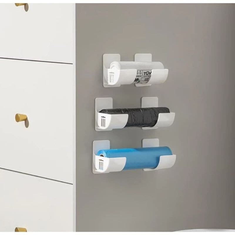 Organizador Autoadesivo de Sacos Plásticos 3 Pares - Instalação Sem Furos, Economiza Espaço, Versátil