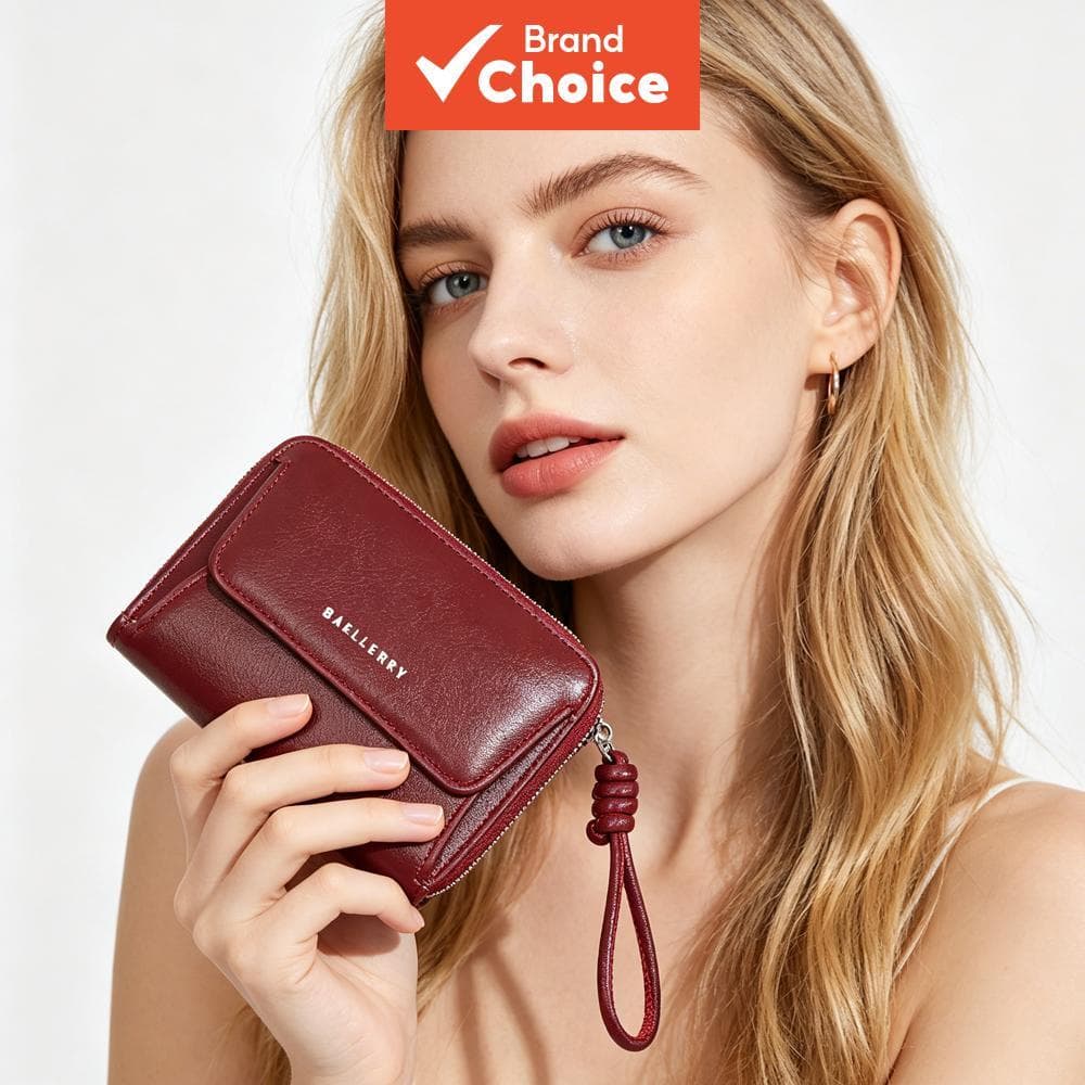 BAELLERRY carteira feminina com zíper porta-cartões de pulso bolsa de moedas de couro PU envelope mini vintage estudante