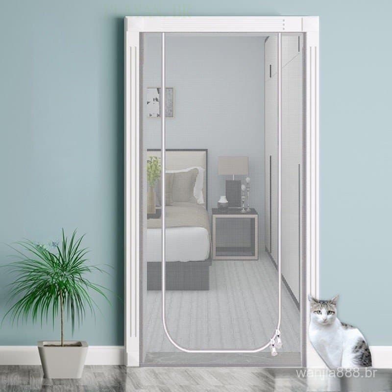 Cortinas para evitar a fuga de animais de estimação sem pregos, malha divisória para gatos e cães, cortina de plástico O