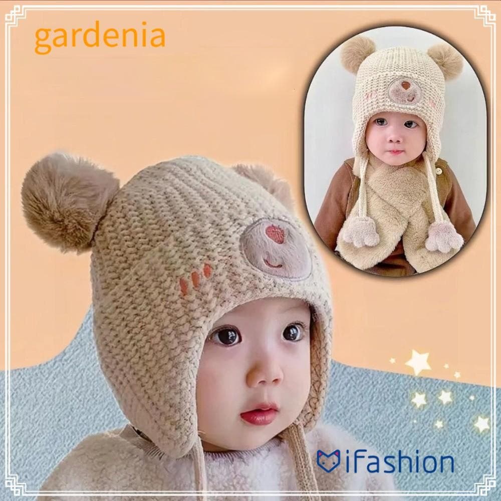Boné Pulôver GARDENIA , Chapéu De Proteção De Ouvido À Prova De Vento E Frio , Pompom Fofo Urso Quente Balaclava Infanti