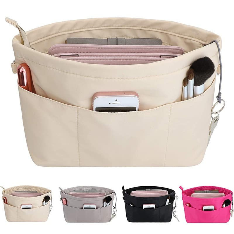 Bolsa de Armazenamento EverToner com Tampa Superior com Zíper, Adequada para Bolsas de Mão, Organizador com 13 Compartim