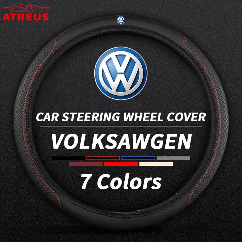 Capa de volante Volkswagen, capa de volante de couro antiderrapante, adequada para Volkswagen Polo UP T Cross Gol Nivus