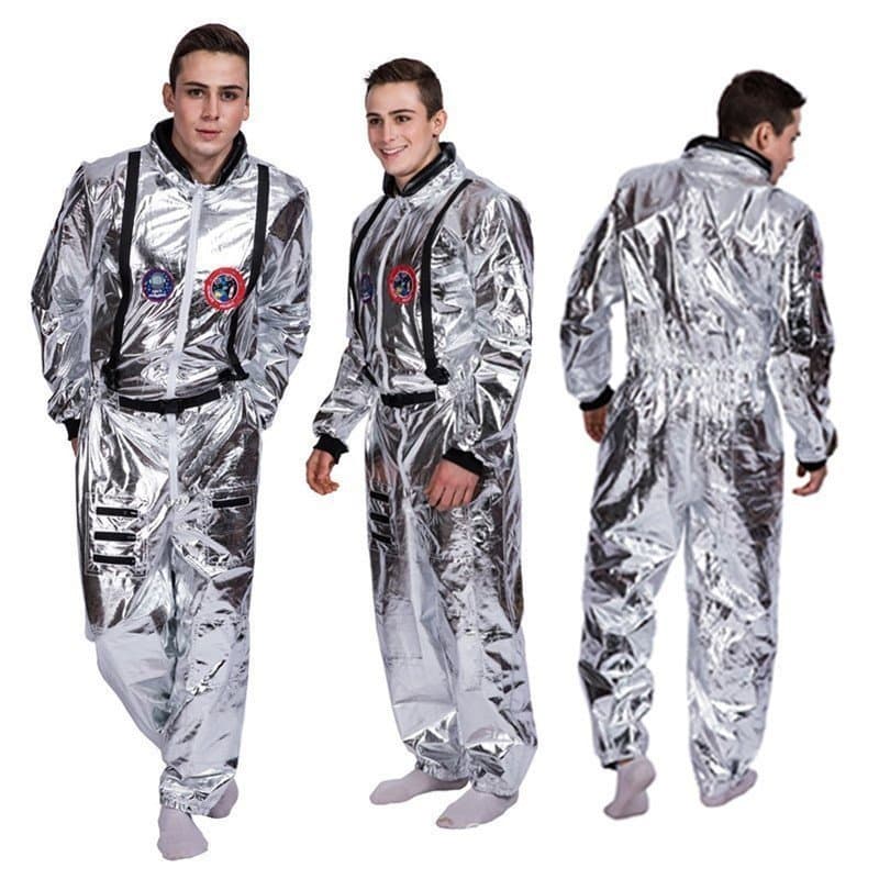 Fantasia de Astronauta Adulto, Traje Espacial Prateado para Mulheres e Homens, Fantasia da NASA para Cosplay de Hallowee