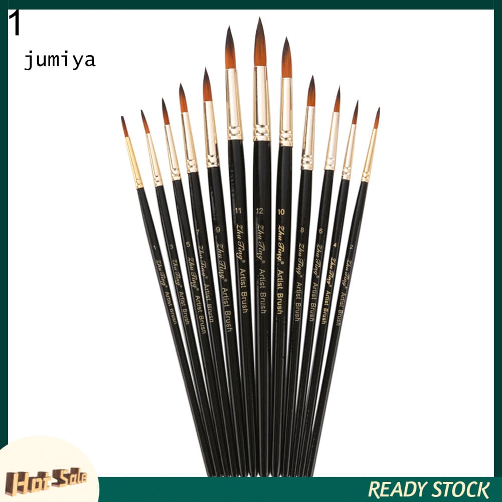 JY 12 Pçs/Set Artista Profissional Pincel Acrílico Aquarela Ferramenta De Pintura A Óleo