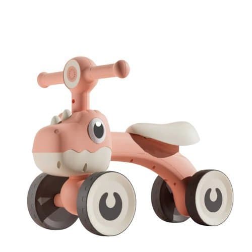 Bike Equilibrio Infantil Dinossauro Com Luz Led Quatro Rodas Suporta Ate 25kg Marrom