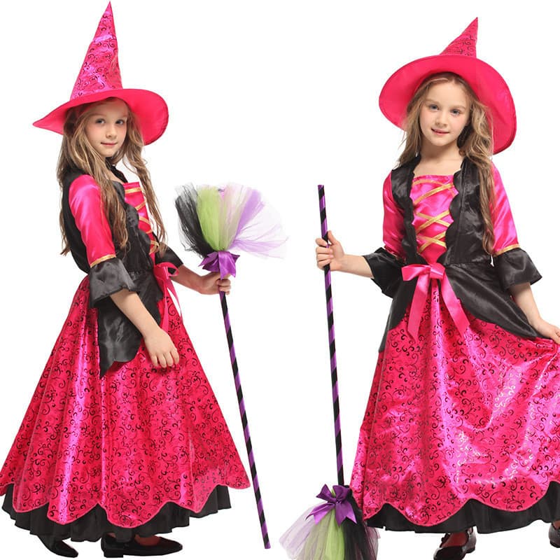 Fantasia infantil de Halloween, máscara infantil, fantasia de baile G-0328, fantasia de bruxa, vestido de princesa de br