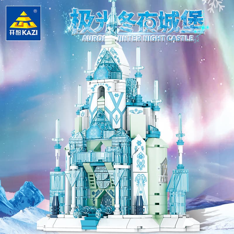 651 pçs Lego princesa Aurora inverno noite castelo fonte montagem modelo menina montagem blocos de construção montagem b