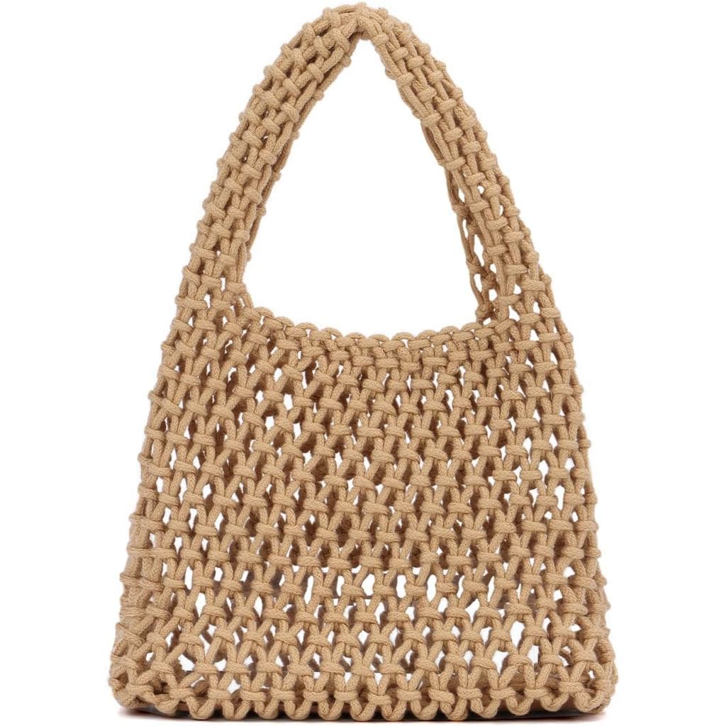 Freie Liebe Bolsa Pequena de Crochê para Mulheres, Bolsa de Praia de Verão em Malha Trançada, Bolsa Hobo LGZQ