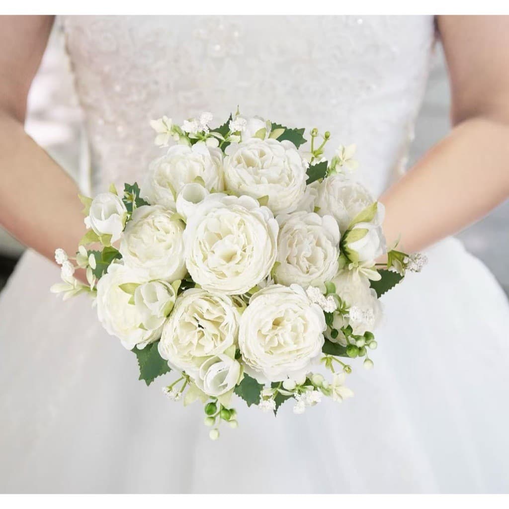 Decorações para casa de casamento com flores artificiais de peônia--9712