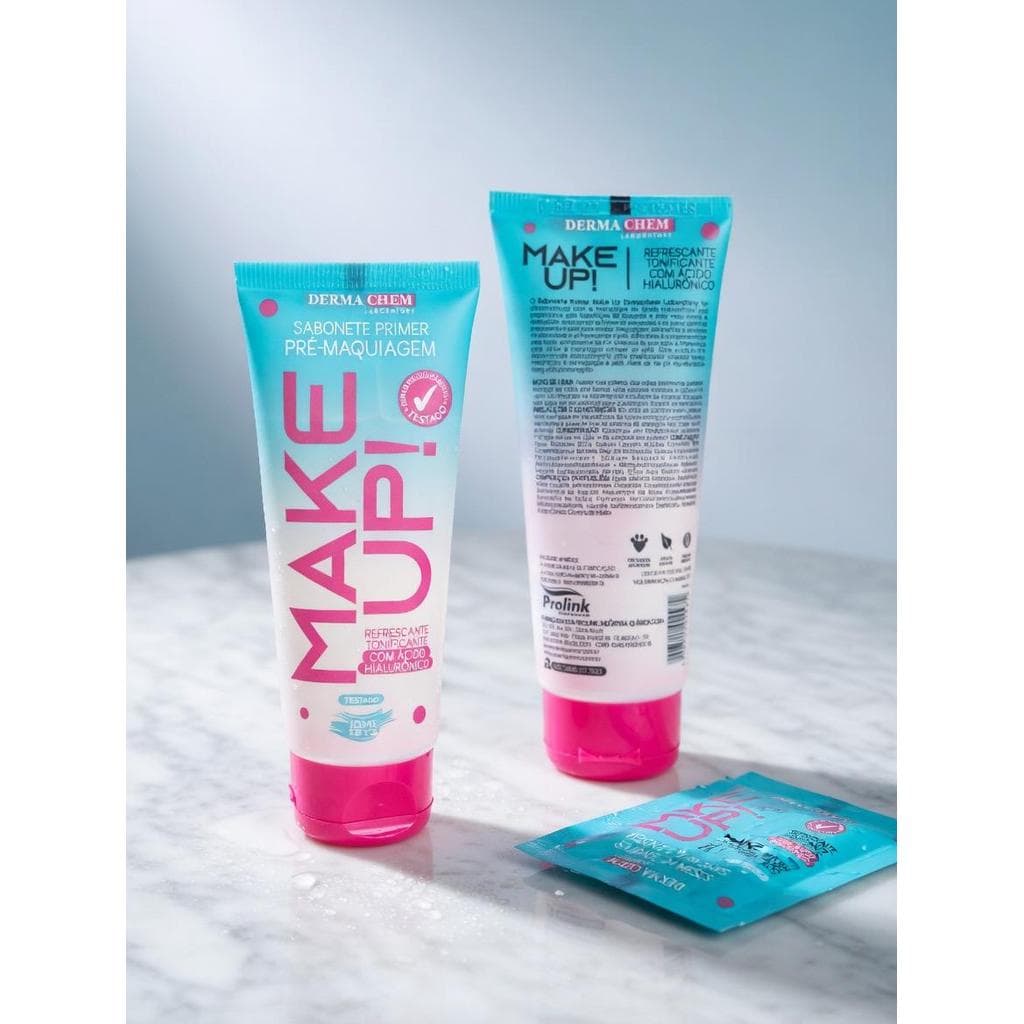 Sabonete Primer Pré Maquiagem Make Up Dermachem 100ml Refrescante e Tonificante Ácido Hialurônico