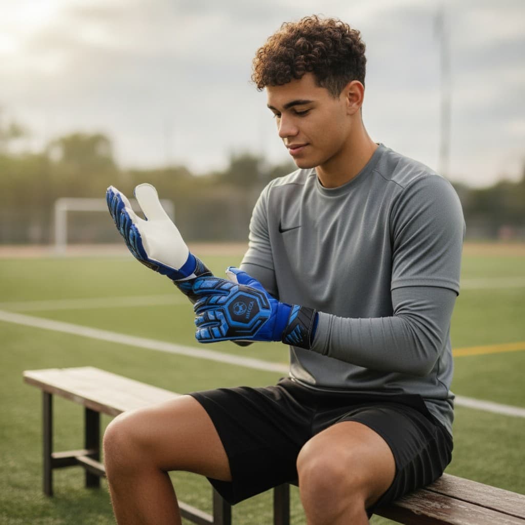 Luvas De Goleiro Com Proteção Para Os Dedos Ajustáveis Palma De Látex Pegajosas E Respiráveis Goleiros