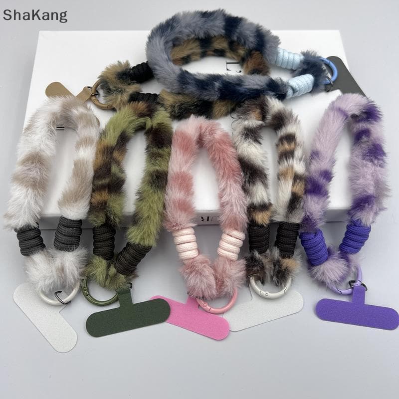 SKMY Cordão De Telefone De Pelúcia Curto Multicolorido Corda De Pulso Chaveiro Criativo Para Evitar Perda De Capa SKK