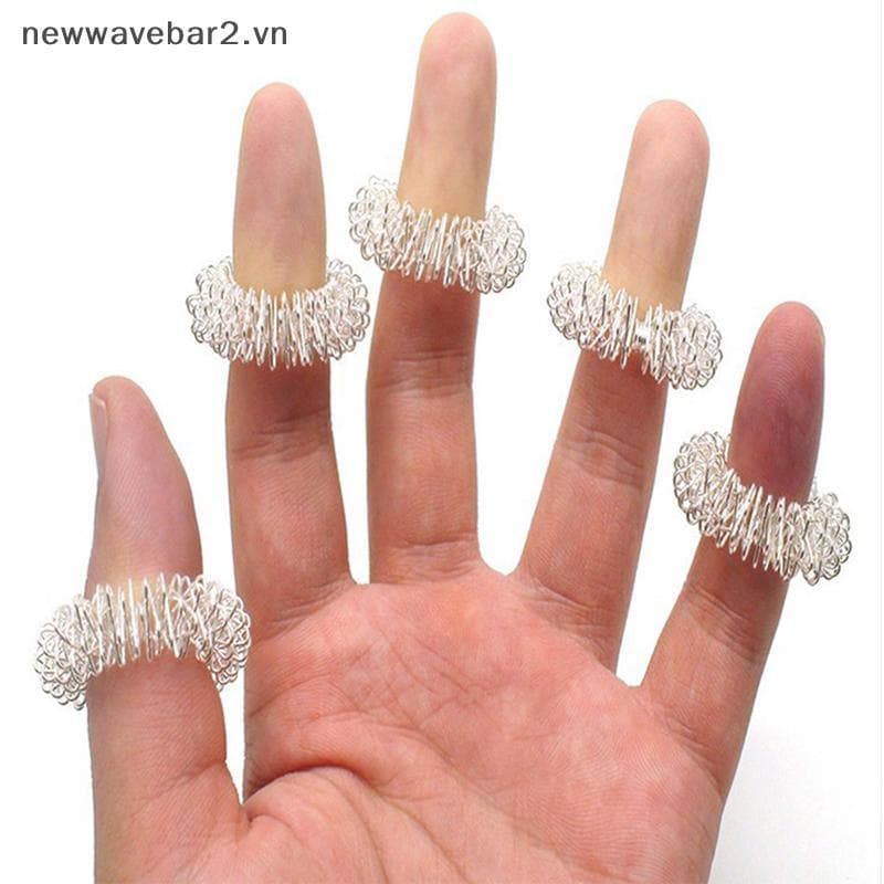Nobleflying Novo Anel De Massagem De Dedo De Aço Inoxidável , 10 Peças , Acupuntura , Terapia , Relaxamento Do Sangue .