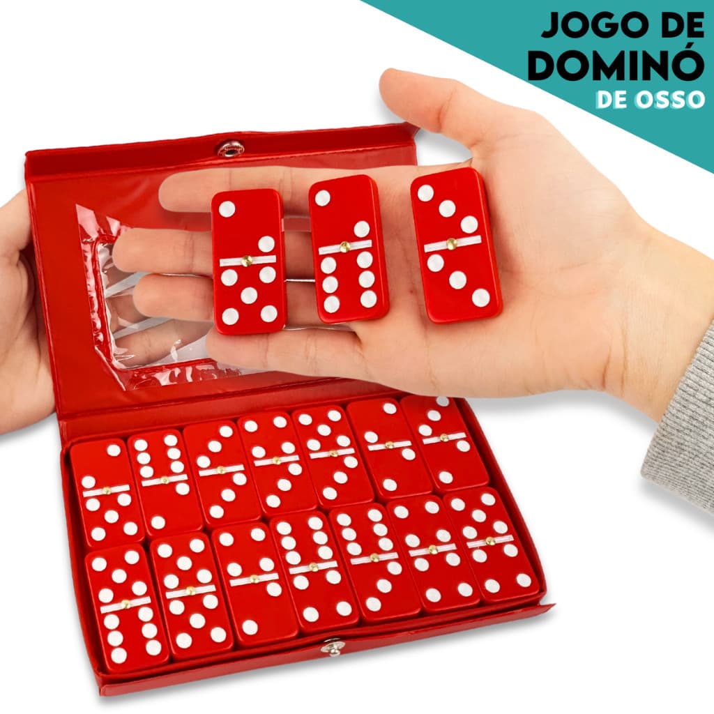 Jogo de Dominó com Estojo – Pedras Grandes Qualidade Profissional Alta Durabilidade - SHEFA