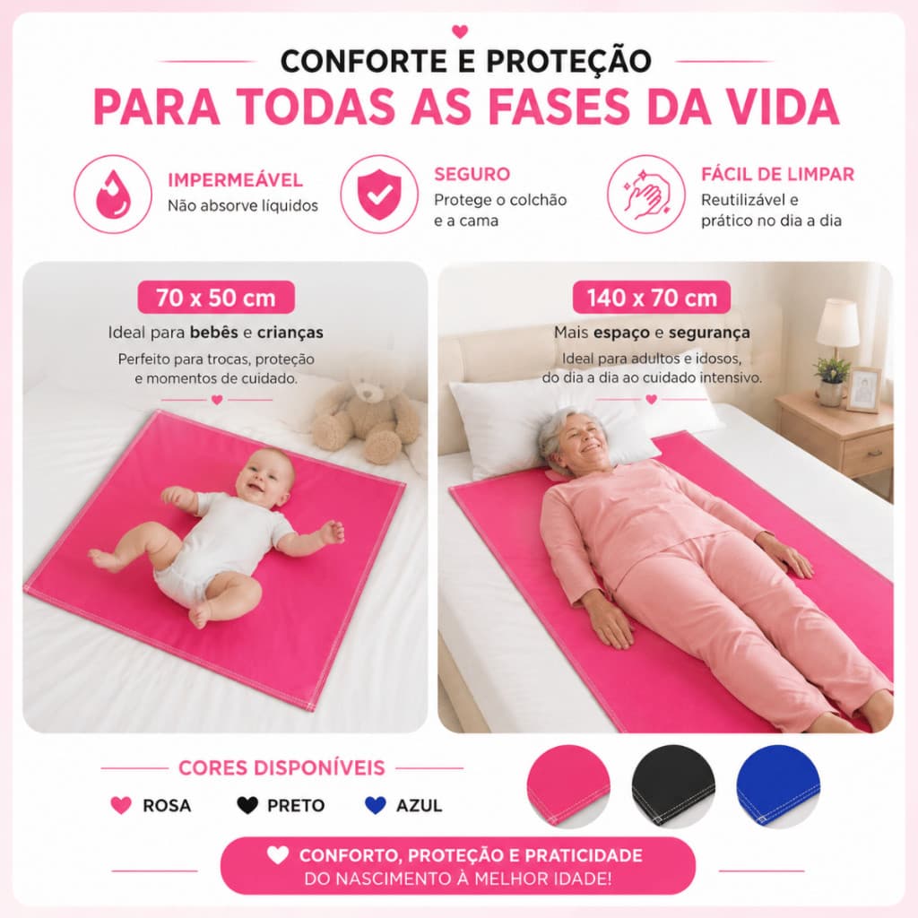 Protetor Trocador Higiênico Impermeável Adulto Infantil Hospitalar