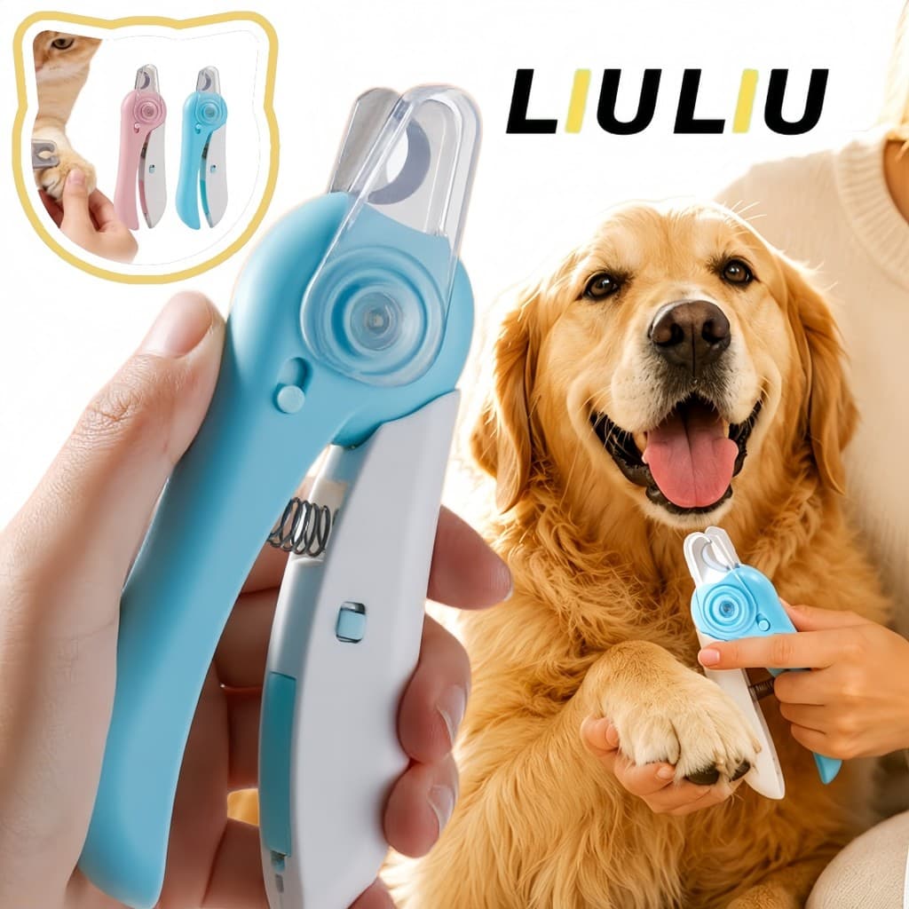 Alicate de Unhas para Pet com Luz LED e Lixa Embutida, Corte Seguro Sem Ferir Cães e Gatos de Pequeno e Médio Porte