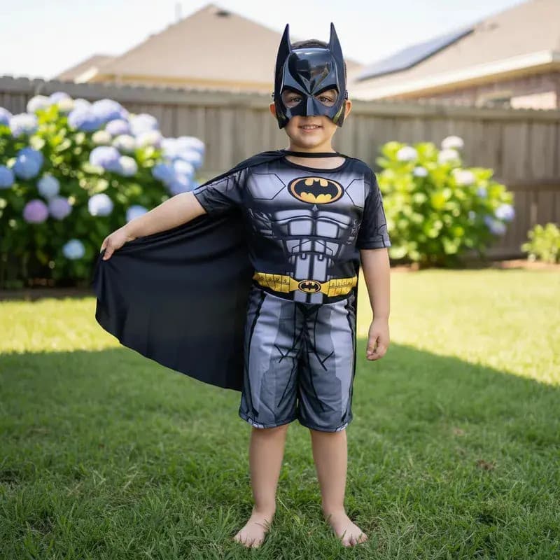 Fantasia Batman Masculina Curta Com Máscara - COMPLETA PREMIUM