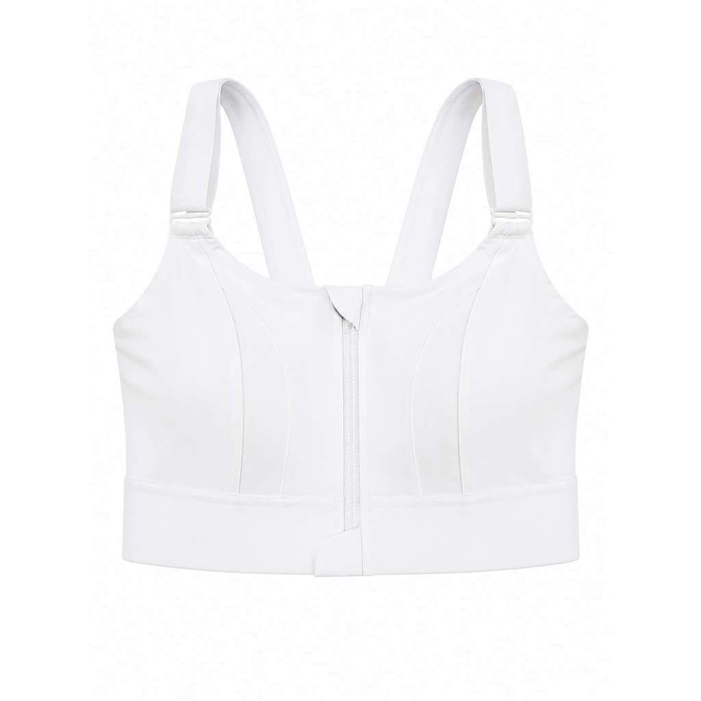Top Fitness Feminino comZíper Frontal, AltaSustentação,Costas Cruzadas e Fecho Ajustável para Academia, Corrida e Treino
