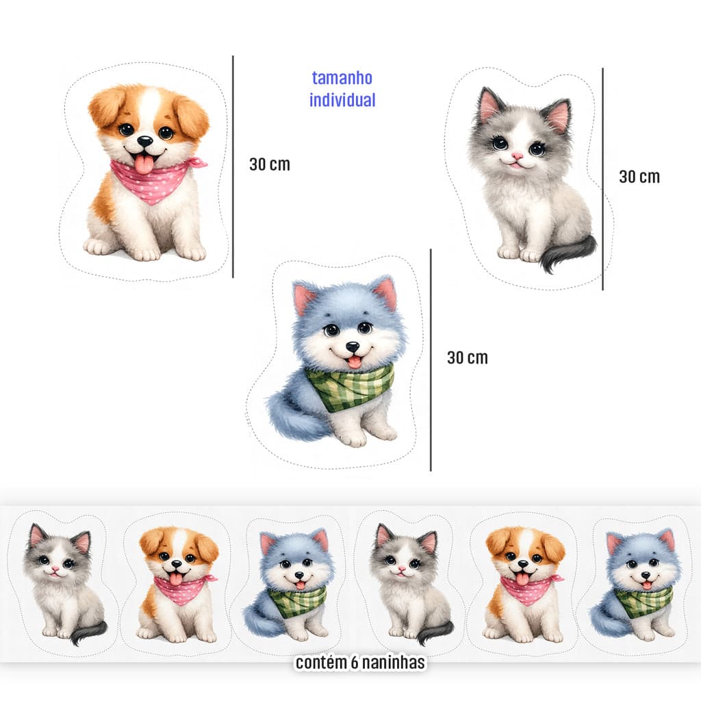 Tecido Tricoline Digital Naninha Pets Fofinhos Pano Costura Enxocal Infantil Bebê Algodão