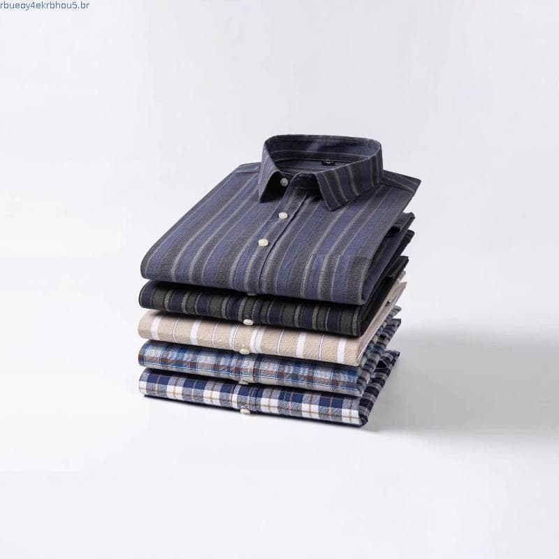 Csa Casual de Manga Longa 100% Algodão Oxford Plus Size m Fit para Homens, Blusa Masculina 3810
