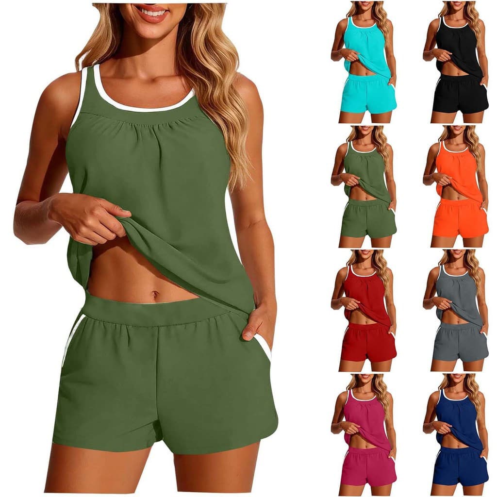 2026 novo maiô feminino estilo europeu-americano para vendas internacionais, conjunto de duas peças estilo colete, corte