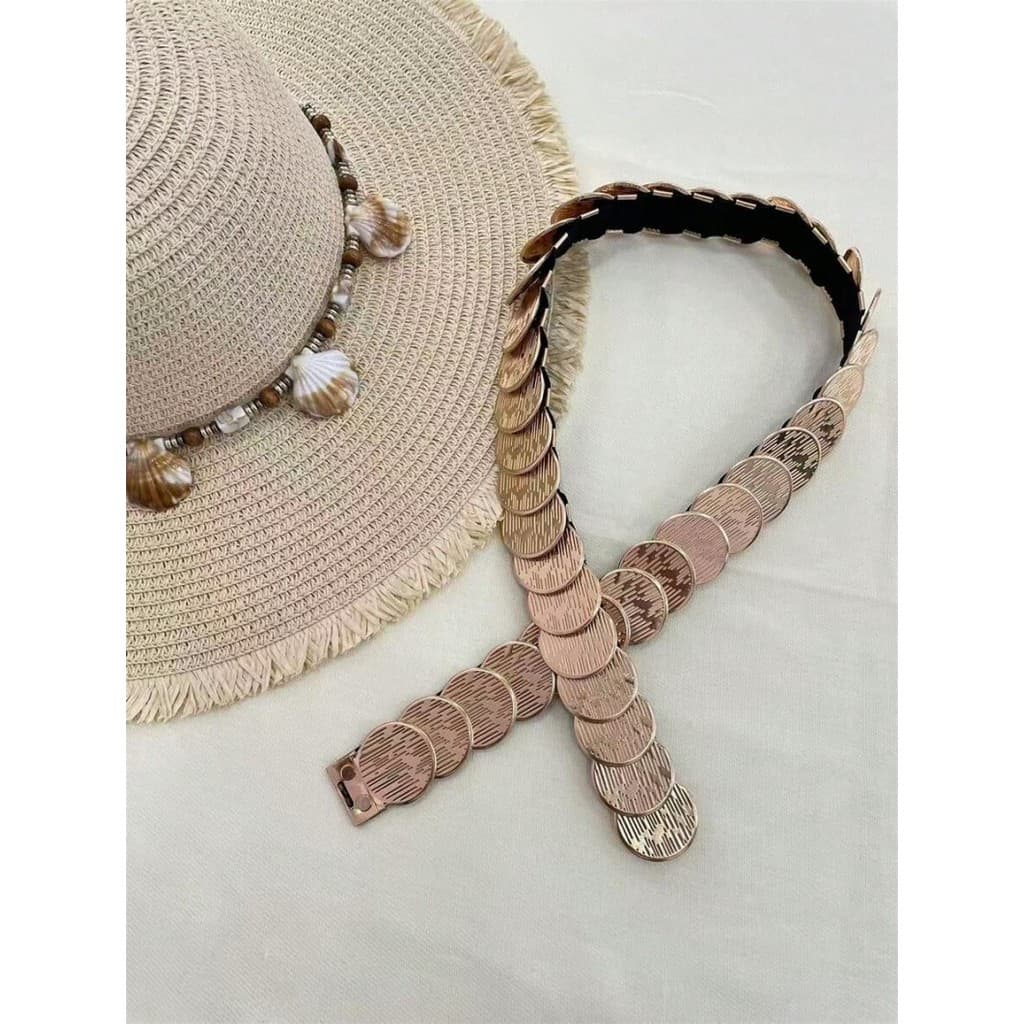 Cinto Metálico com Discos Redondos Feminino