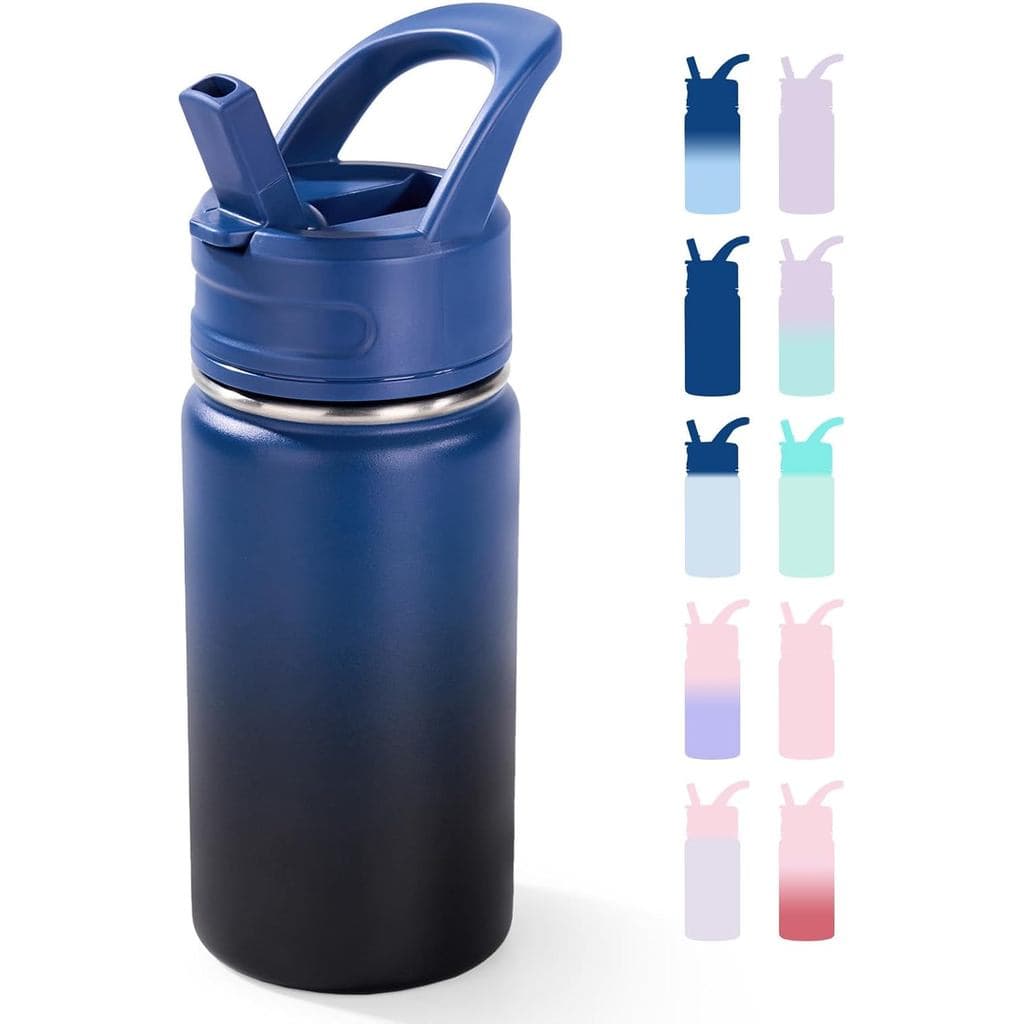 Garrafa de Água Infantil Fijinhom de 12oz para Escola, Garrafas para Crianças com Canudos, Garrafa de Água Isolada a Vác