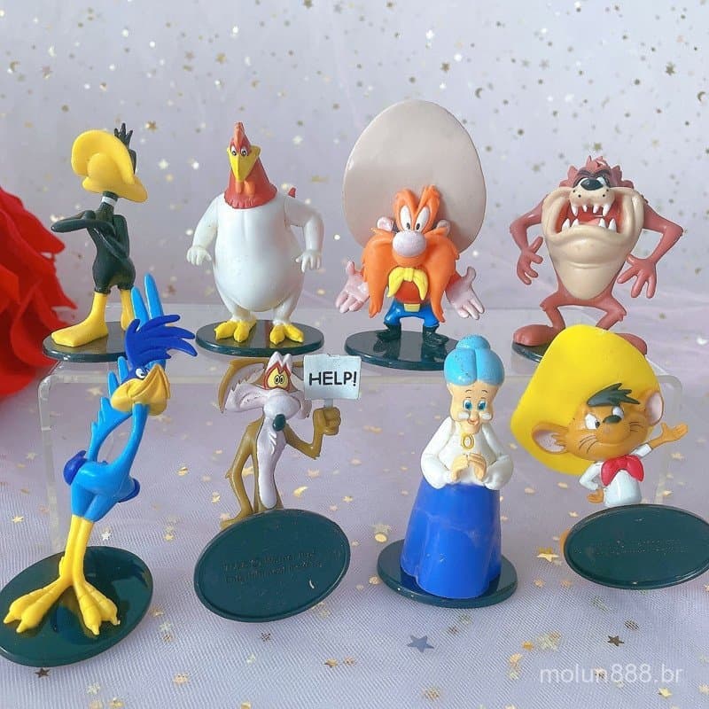 20258 Peças/Conjunto 5-7cm Figuras de Ação em PVC Versão Q Looney Tunes Space Jam Bugs Bunny, Diabo da Tasmânia, Pato Da