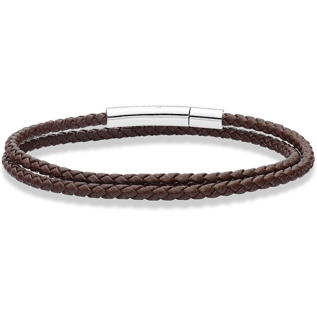 Pulseira de Couro Trançado de Dupla Camada Miabella para Homens e Mulheres, Fecho de Aço Inoxidável, Feita na Itália 34N