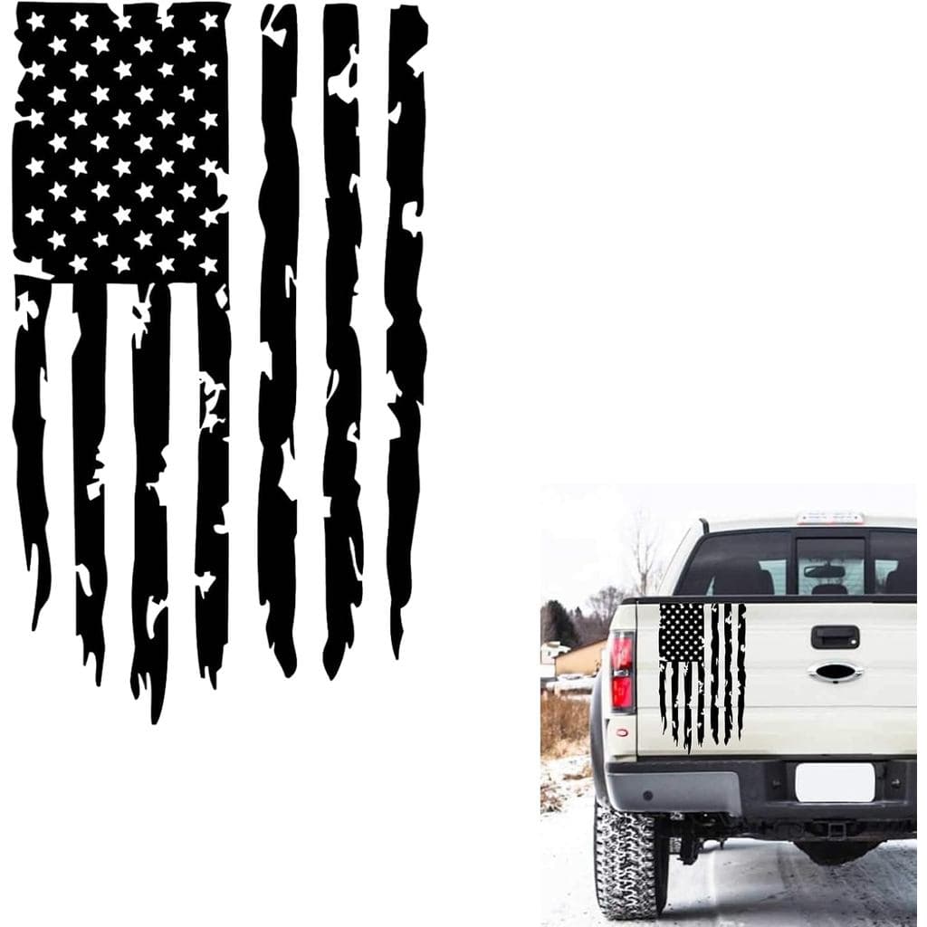 1 Adesivo de Vinil com Bandeira Americana Desgastada, 20,47x11,81 Polegadas, Adesivo para Porta Traseira de Caminhonete,