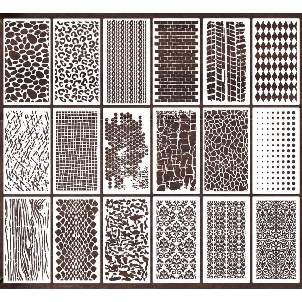 Estênceis para Artesanato, Estênceis de Textura Reutilizáveis para Pintura, Estênceis de Fundo, Moldes de Desenho para M