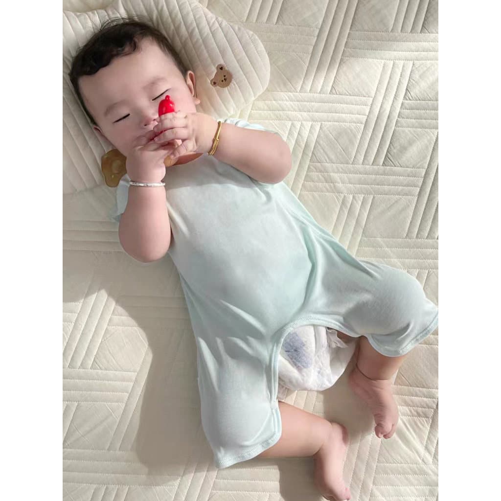 Macacão Modal roupas de bebê verão bebê menino roupas de verão meninas pijamas de manga curta aberto recém-nascido class