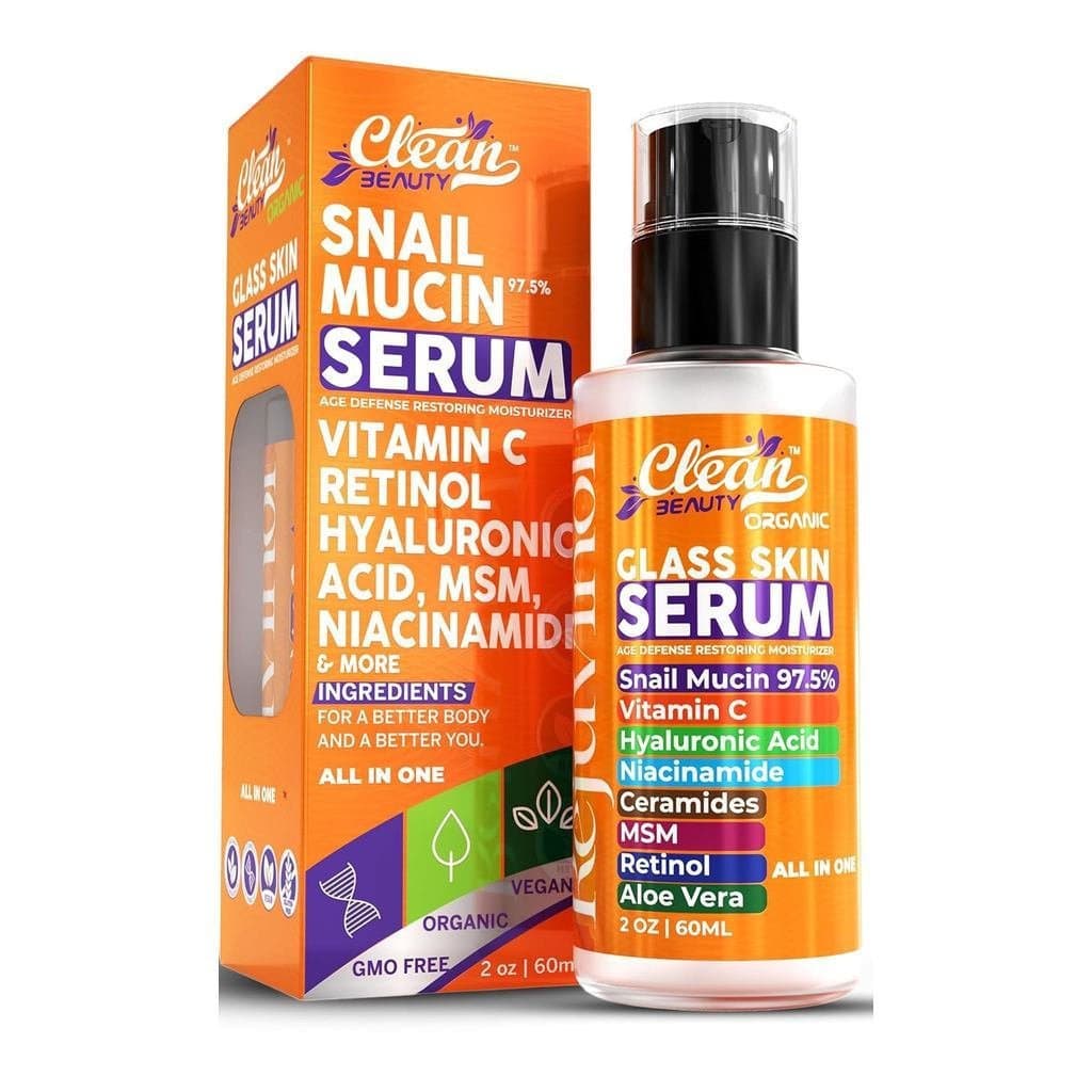 Sérum Facial Anti-Idade com Mucina de Caracol e Vitamina C da Clean Beauty, com Ácido Hialurônico, Niacinamida, Retinol,