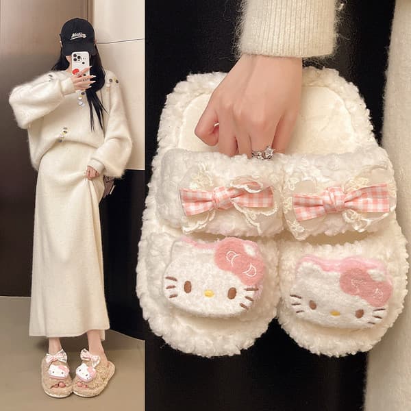 | slippers | ♜DIMIFEI bonito dos desenhos animados de pelúcia quente casa antiderrapante chinelos peludos feminino outon